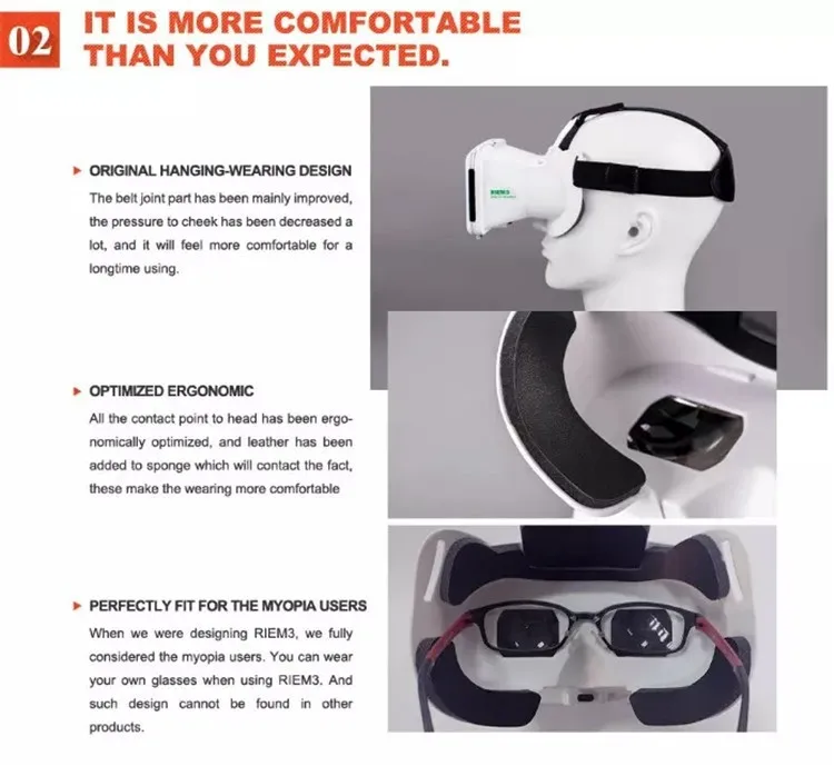 New Ritech III 3D VR Glasses RIEM3 Virtual Reality Head Mount Google Cardboard Oculus Rift DK2 Box for 4.7 ~ 6.0 Inch SmartPhone (5)