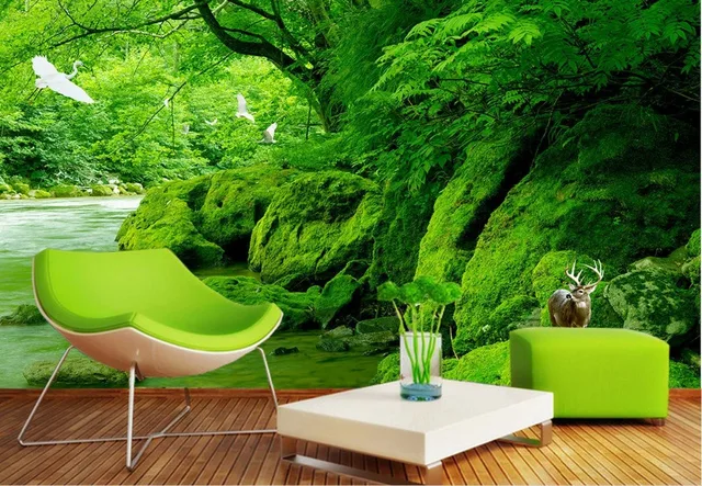 Wallpaper Nature Green Forest Creek Tv Background Wallpaper Nature Green Forest Creek Tv Background Mural Non Woven Home Decoration
