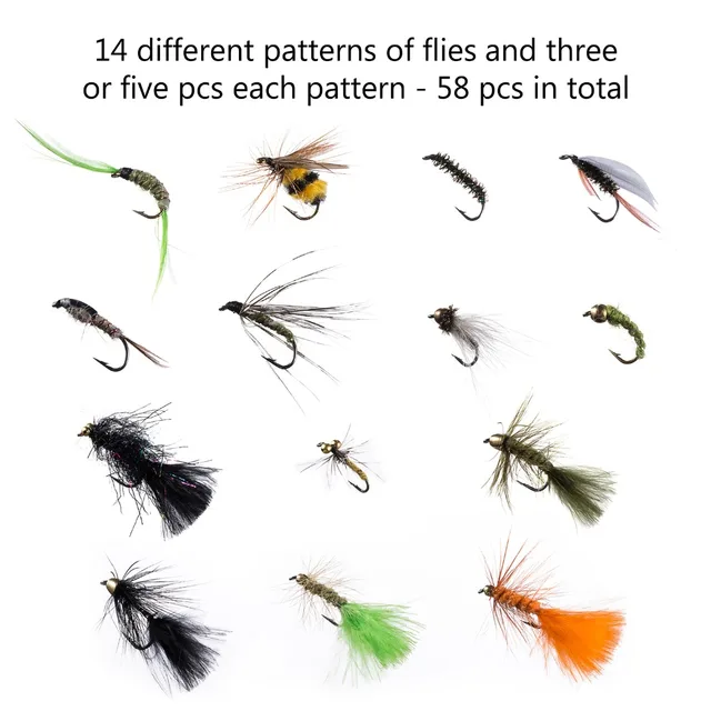 Bassdash Trout Fishing Flies Assortment 58pcs Include Dry Wet Flies Nymphs  Streamers, Fly Lure Kit With Fly Box - Fishing Lures - AliExpress