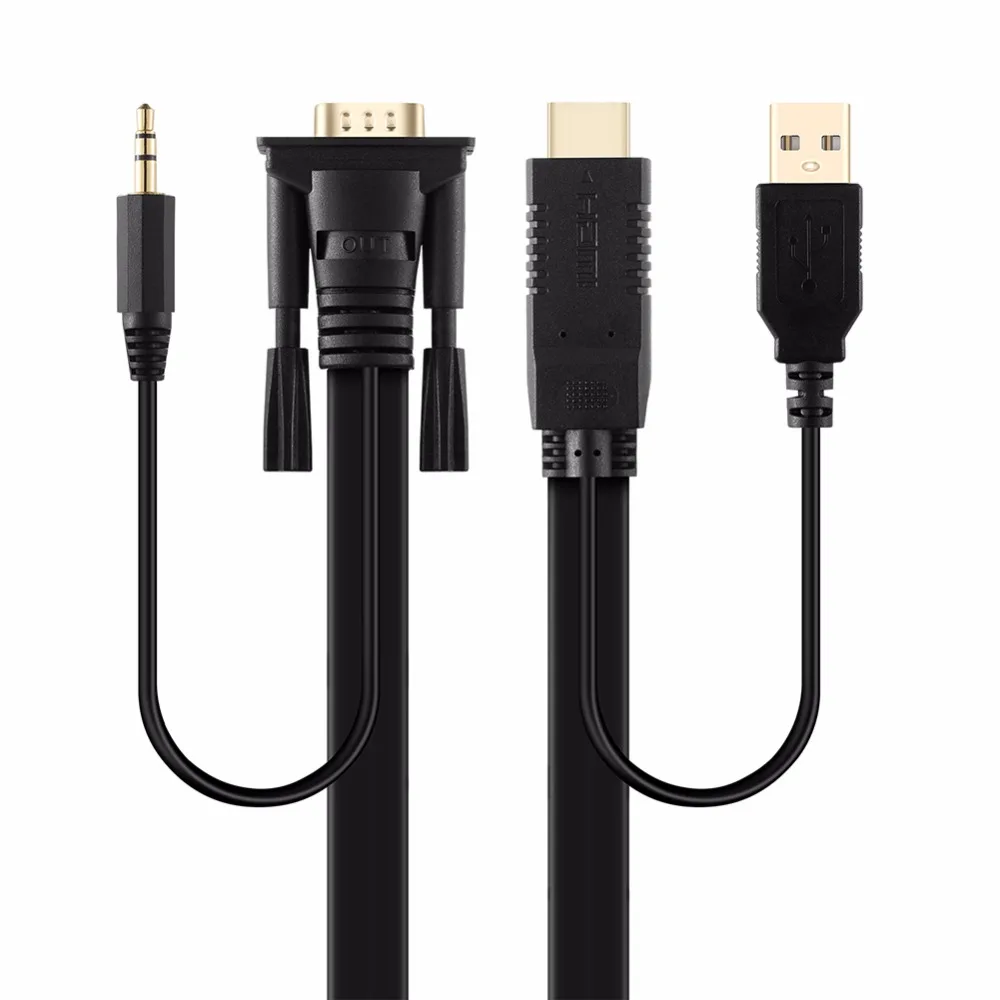 EMK HDMI to VGA Converter Cable With 3.5mm Audio Jack With USB (2)