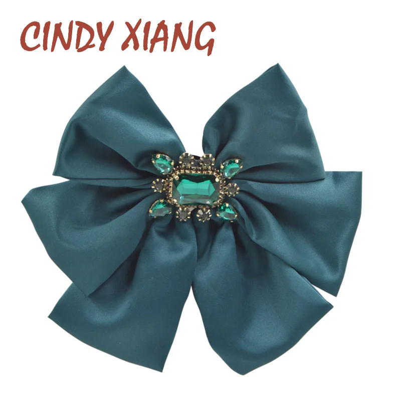 CINDY XIANG темно зеленая цветная лента бант броши для женщин Модный кристалл ручная