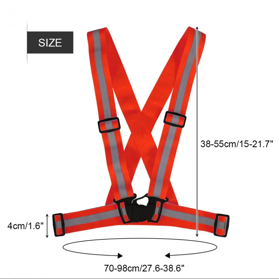 Шт. 1 шт. прочный светоотражающий жилет Регулируемый эластичный защитный жилет ремень для бега Велоспорт Бег светоотражающий жилет безопасности