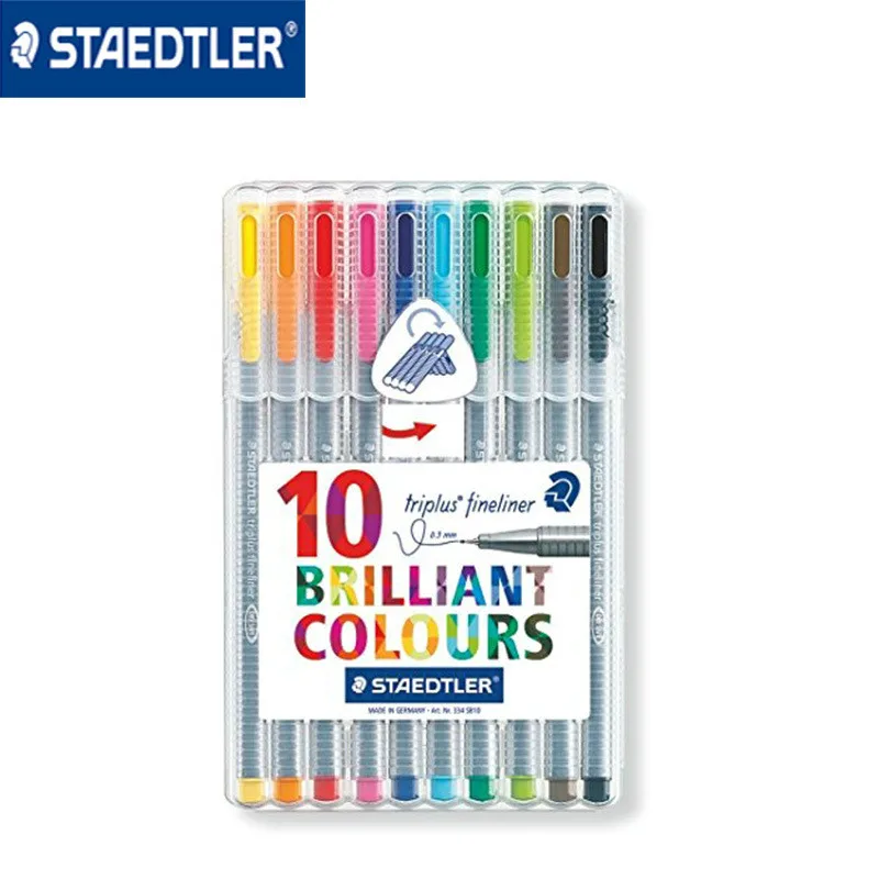 Аутентичные Германия STAEDTLER 10 видов цветов волокно ручка крюк линия рейсфедером 0,3 мм fineliner маркером специальные канцелярия; школьные принадлежности