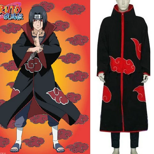 9 size Naruto Cosplay Costume Akatsuki Cloak Cloud Clothses with a ...