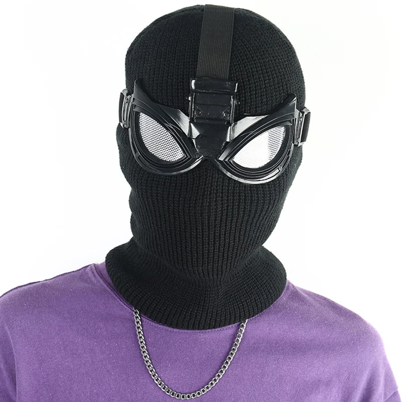 

New Spider-Man Far From Home Stealth Suit Mask Cosplay Props Spiderman Noir Black Mask with Goggles Glasses Halloween Party
