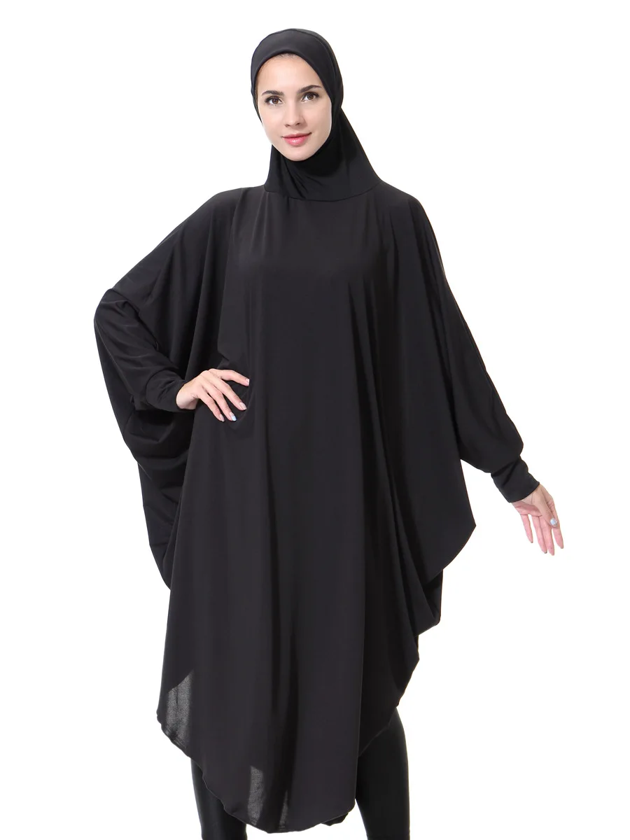 

Muslim Women Black Face Cover Abaya Islamic Khimar Clothes Headscarf Robe Kimono Instant Long Hijab Arab Worship Prayer Garment