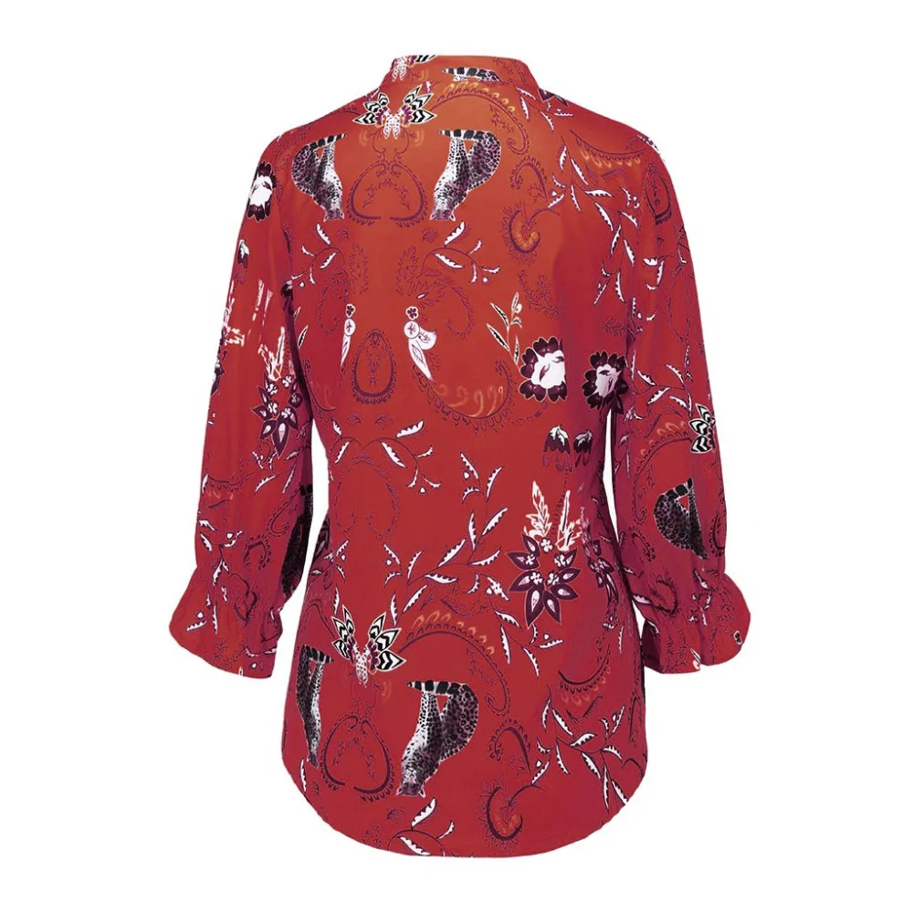 2019 Women's casual printed button lotus leaf sleeve shirt top and blouses summer sexy blouses women beach pretty blouses 40J12 (13)