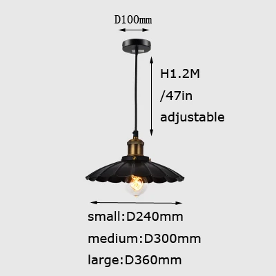 North American country suspension black pendant lamp vintage haning pendant light industrial loft lights lamparas home light  (1)