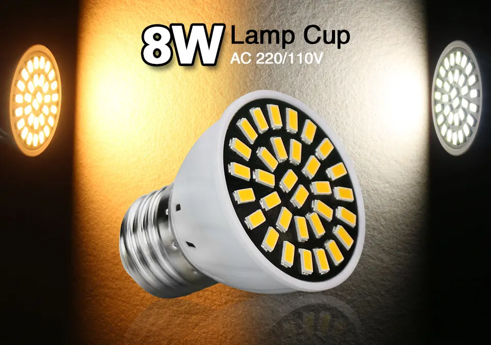 8 W MR16 GU10 Светодиодная лампа 110 V 220 В ампулы светодиодный E27 High Lumen без мерцания SMD5733 чип лампочки для точечных светильников