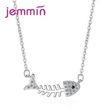 

New Arrival Multi-colored Fish Sparking Micro Cubic Zirconia 925 Sterling Silver Necklace Loverly Girls Festival Gift