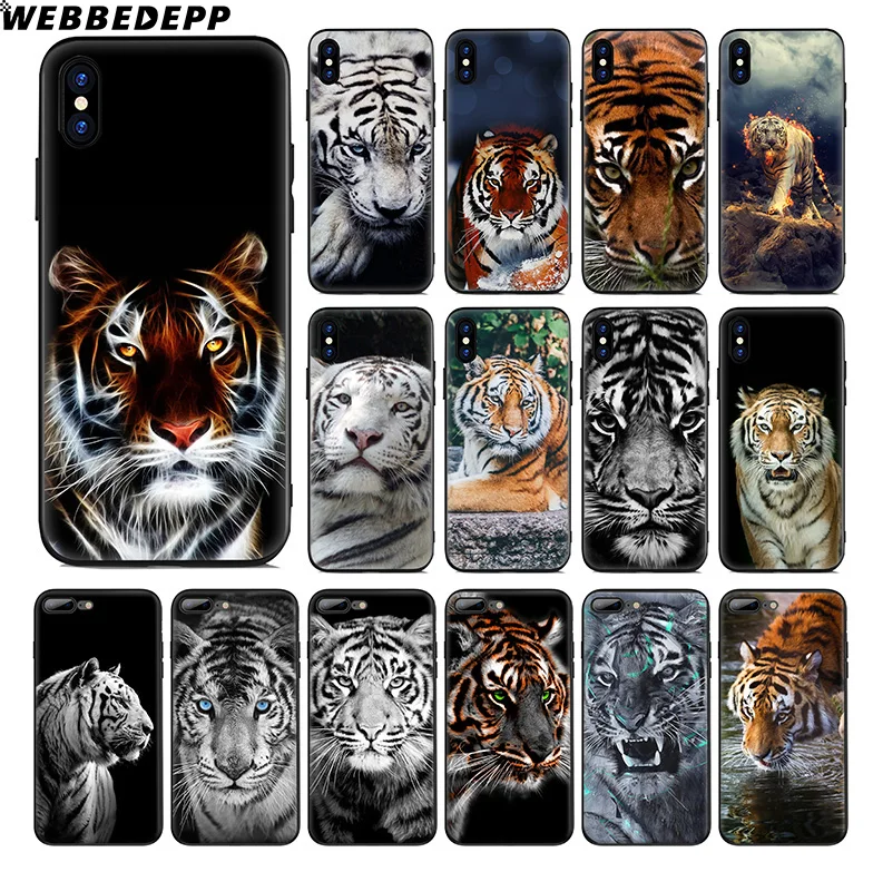 WEBBEDEPP Tiger Animal Alpha Soft Silicone Case for Apple iPhone 11 Pro Xr Xs Max X or 10 8 7 6 6S Plus 5 5S SE TPU |