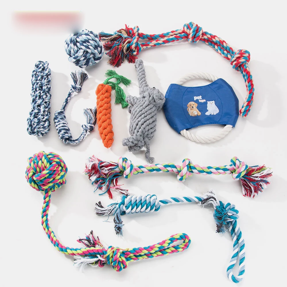 

OUYXR Cotton Rope Dog Toy Knot Ball Flying Disc Chew Toy Teeth Training Playing Animal Shape Toy For Small Medium Large Dog
