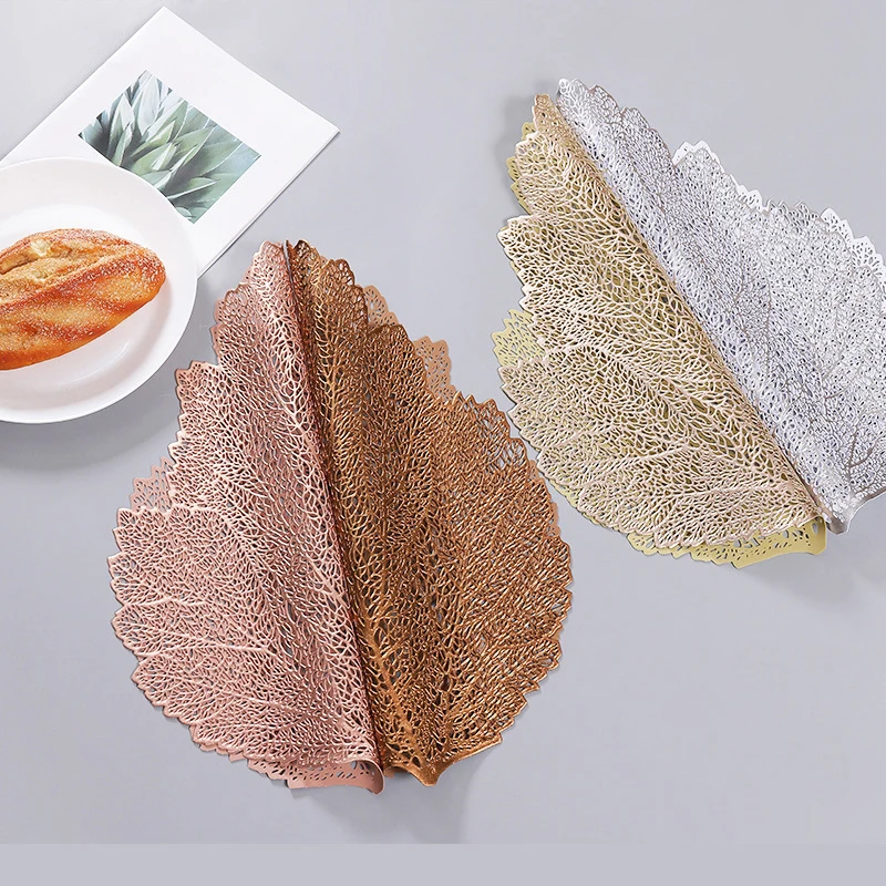 

Creative Leaf Shape PVC Placemat Nordic Anti-scalding Insulation Table Mat Hotel Restaurant Steak Pad