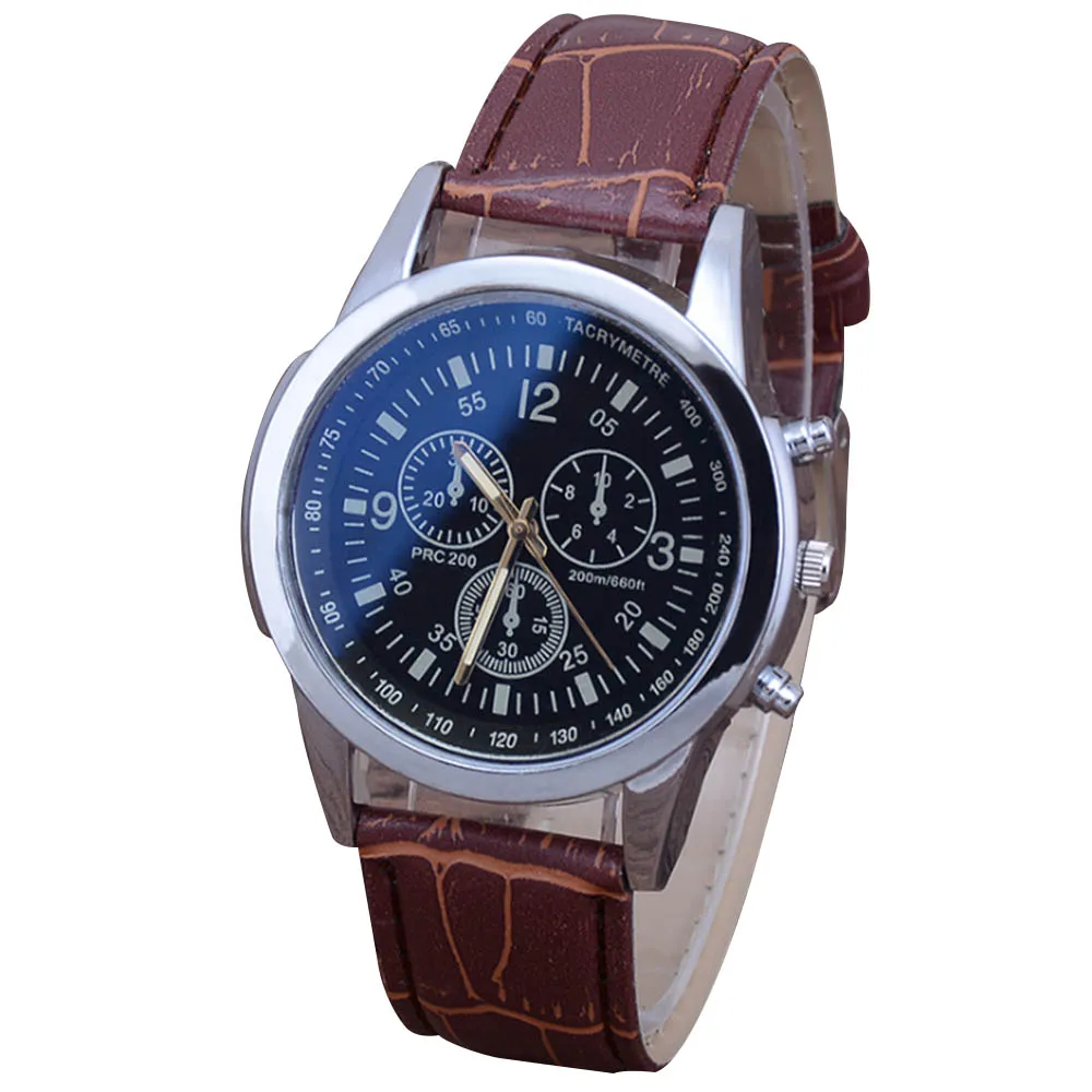 

Fashion Faux Leather Mens Quartz Watches Blue Ray Men Wrist Watch Brand Luxury Casual Mens WristWatch Business Men Watch