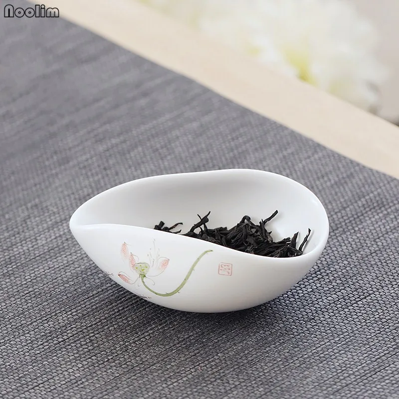 NOOLIM керамический белый ручная роспись чай с лотосом лист лоток для хранения китайский стиль чай лист хранения маленькое блюдо Чай поднос и декоративные украшения