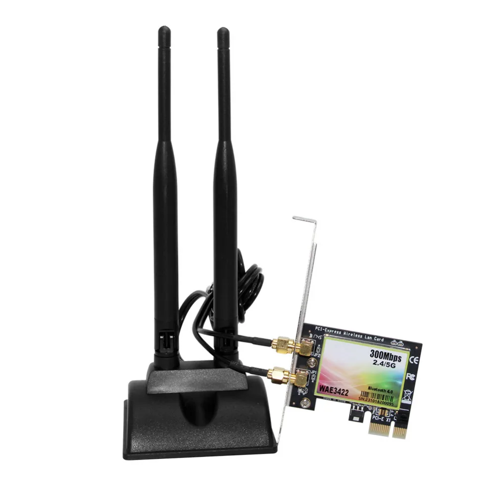 

WAE3422 Dual Band 2.4G/5G WIFI 300Mbps PCI-E Wireless Bluetooth Network Card Adapter with Antenna