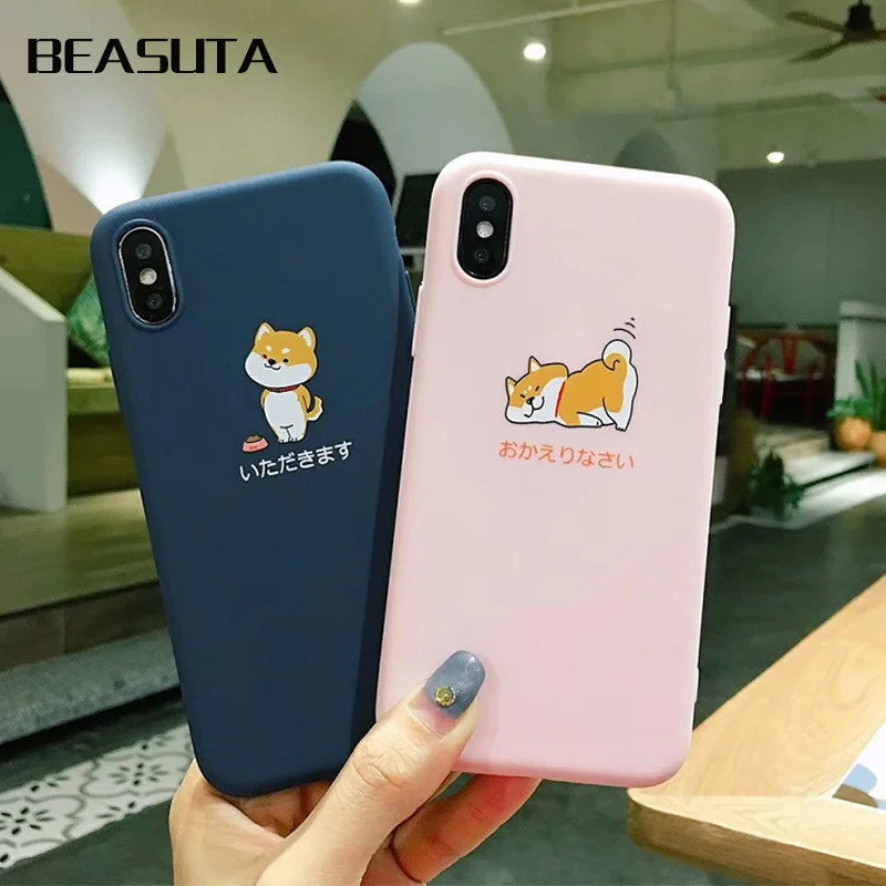 

s For iphone XS MAX case XS XR 6 6S 7 8 Plus Soft TPU Back Cover Kawaii Shiba Inu Pattern Cases For iphone XS XR case 8 Plus