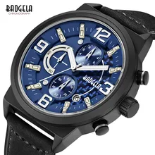 Baogela Pánské chronografové hodinky quartz Neformální kožený řemínek analogové hodinky na displej pro chlapy Man Waterproof BL1709