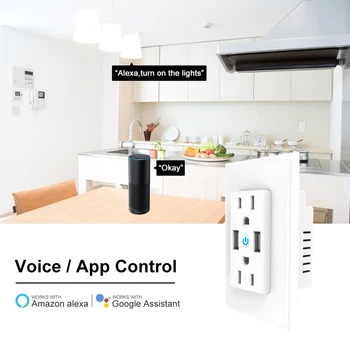 

Smart Socket US Power Plug Wifi Smart Plug Mobile APP Remote Control USB Output Works with Amazon Alexa Google Home