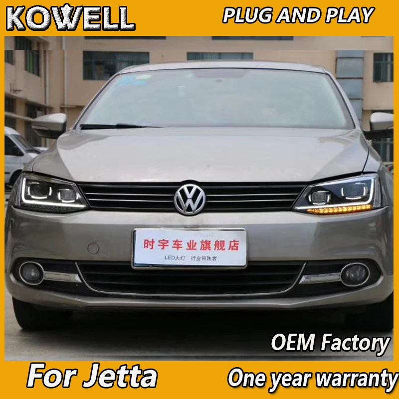 KOWELL автомобильный Стайлинг для VW JETTA MK6 2011 2012 2013- светодиодные фары DRL+ дальнего света Светодиодный светильник+ Динамический сигнал поворота