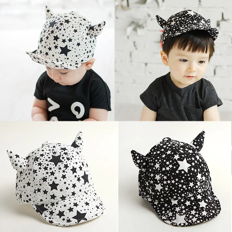 

Free shipping Children's hats Baby Hat soft baseball cap caps set along the horn star children spring cap wholesale