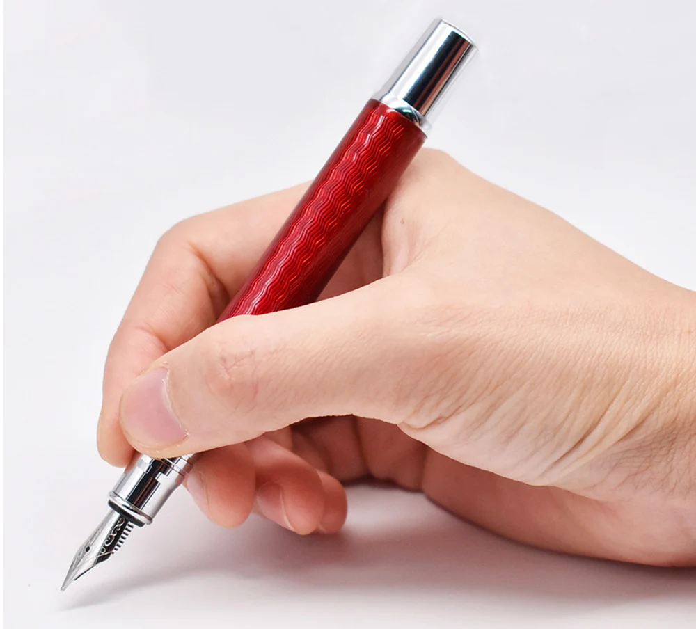 Fuliwen Carbon Fiber Exquisite Fountain Pen Medium Nib 0.7mm , Fashion Red Color Quality Writing Pen for Office Business