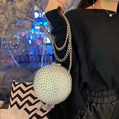 Г. Новые Модные женские Хрустальный шар Pack Full Diamond Pearl Круглые браслеты плеча цепи Сумка для ужина женские