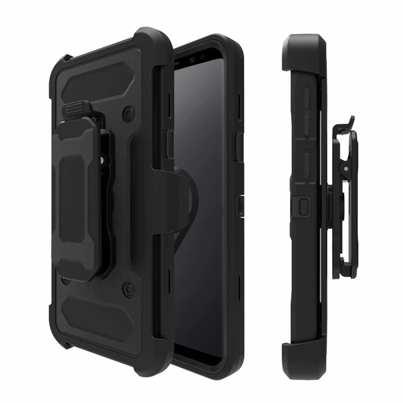 

For Samsung Galaxy S8 S9 S10 E Plus Note9 Case Robot Armor Shockproof Cover Belt Clip Heavy Duty Soft Rubber TPU & Hard Shell