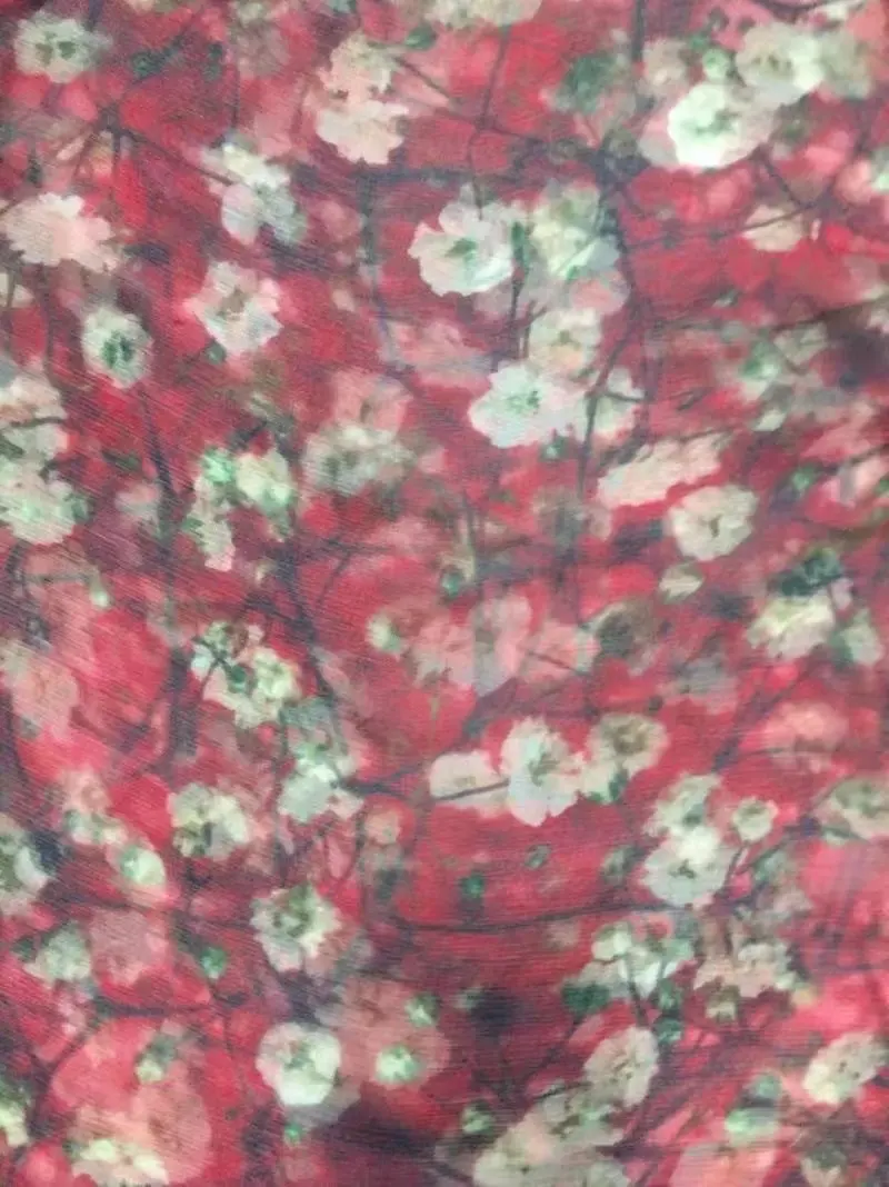 pretty flower silk fabric for lady dress digital prints silk crinkle