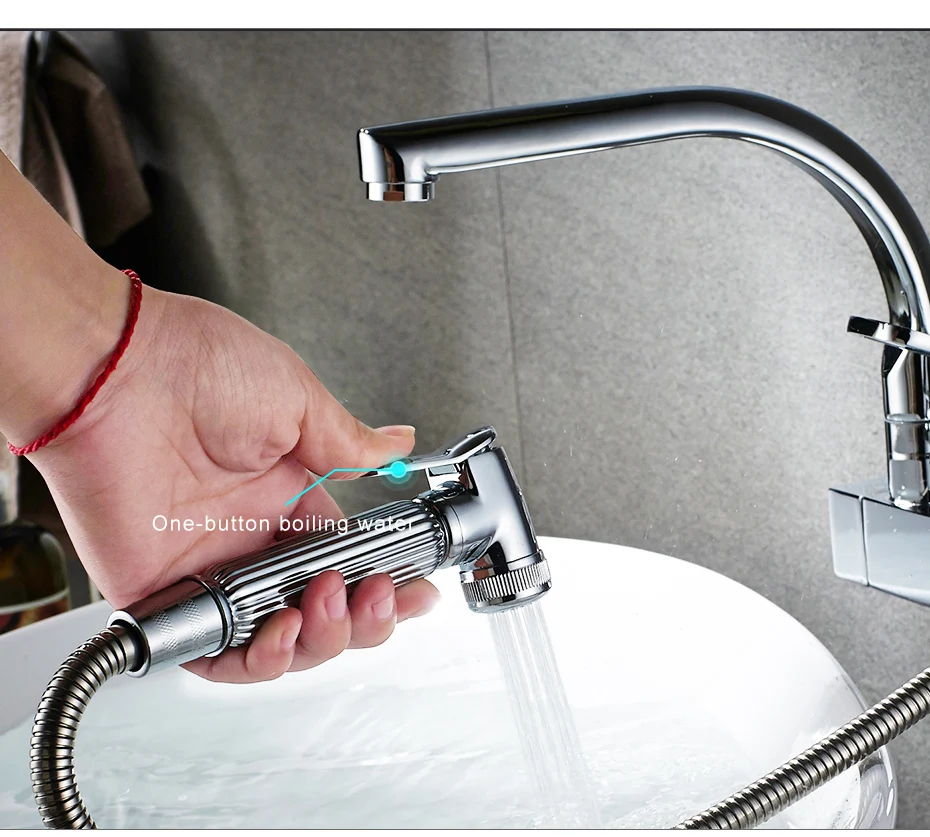 FLG для кухни хром Поворотный Кухня вытащить воды смесители гибкие кухня воды кран-смеситель для мойки armatur