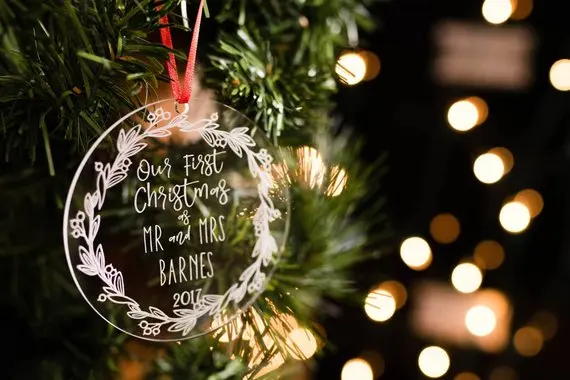 

2019 Clear Acrylic Our First Christmas Ornament Personalized, Newlywed Ornament, Christmas Gift