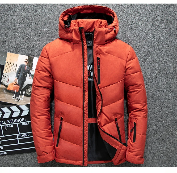 MIACAWOR New Brand Down Jacket Men Warm Winter Jacket Hooded Duck Down Coat Casual Men Parkas Windbreaker Outerwear J637