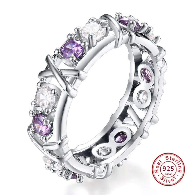 

Cross lovers' finger ring for lady two cz zircon luxury hot Princess women Wedding Engagement Ring silver color jewelry