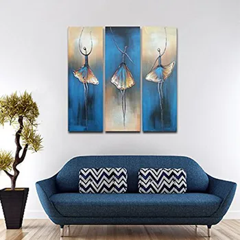 

3 Piece Ballet Dancers Pictures Modern Hand Painted Oil Painting on Canvas Wall Art Home Decor Handmade Dancer Acrylic Paintings