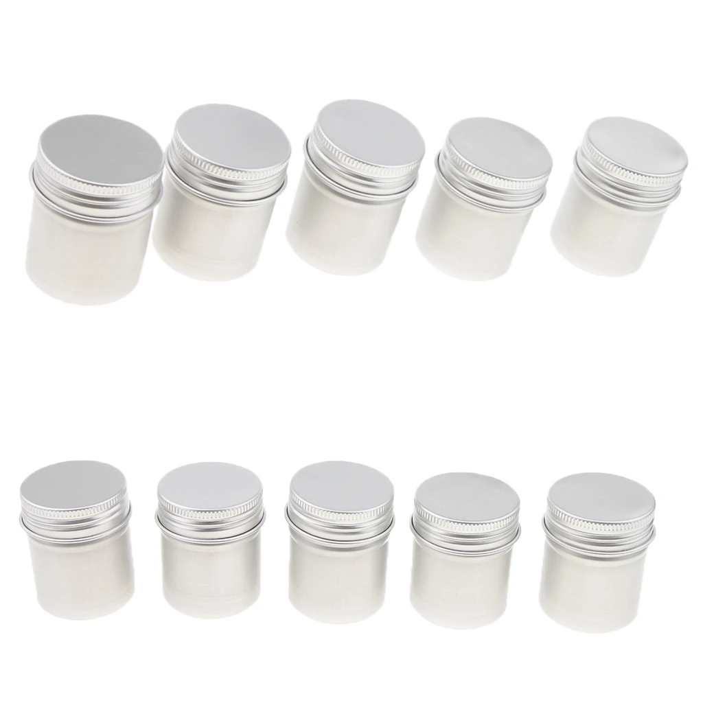50 ml Silver Aluminum Lip Balm Tin Storage Jar Containers with Screw Cap for Cosmetic, Candles, Wax or Tea ( Pack of 10 )