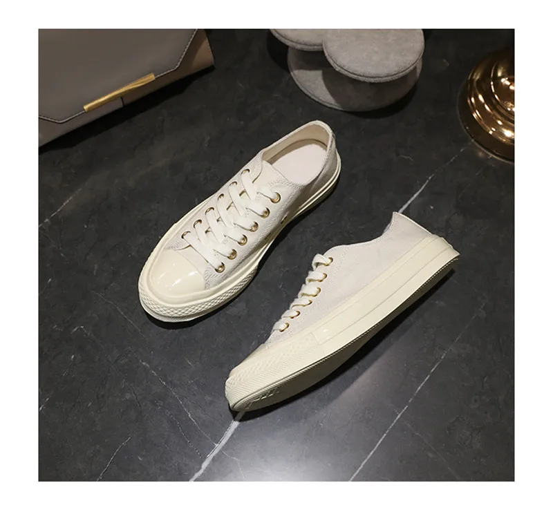 GCYFWJ Summer New breathable Canvas shoes Flat Ladies Shoes comfortable rubber Casual shoes Woman Round toe women sneakers XF363