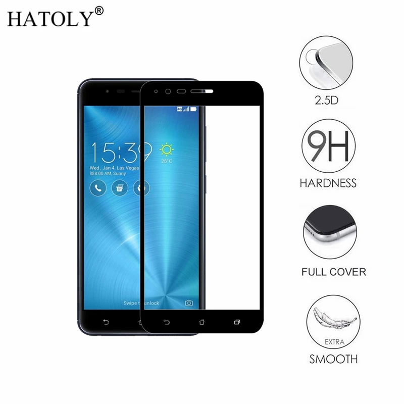 

2PCS Tempered Glass For Asus Zenfone 3 Zoom ZE553KL Screen Protector Full Cover Zenfone ZE553KL Z01HD 3D Curved Edge Film HATOLY