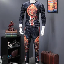 Куртка брюки набор весна принт мужские костюмы с длинным рукавом A952