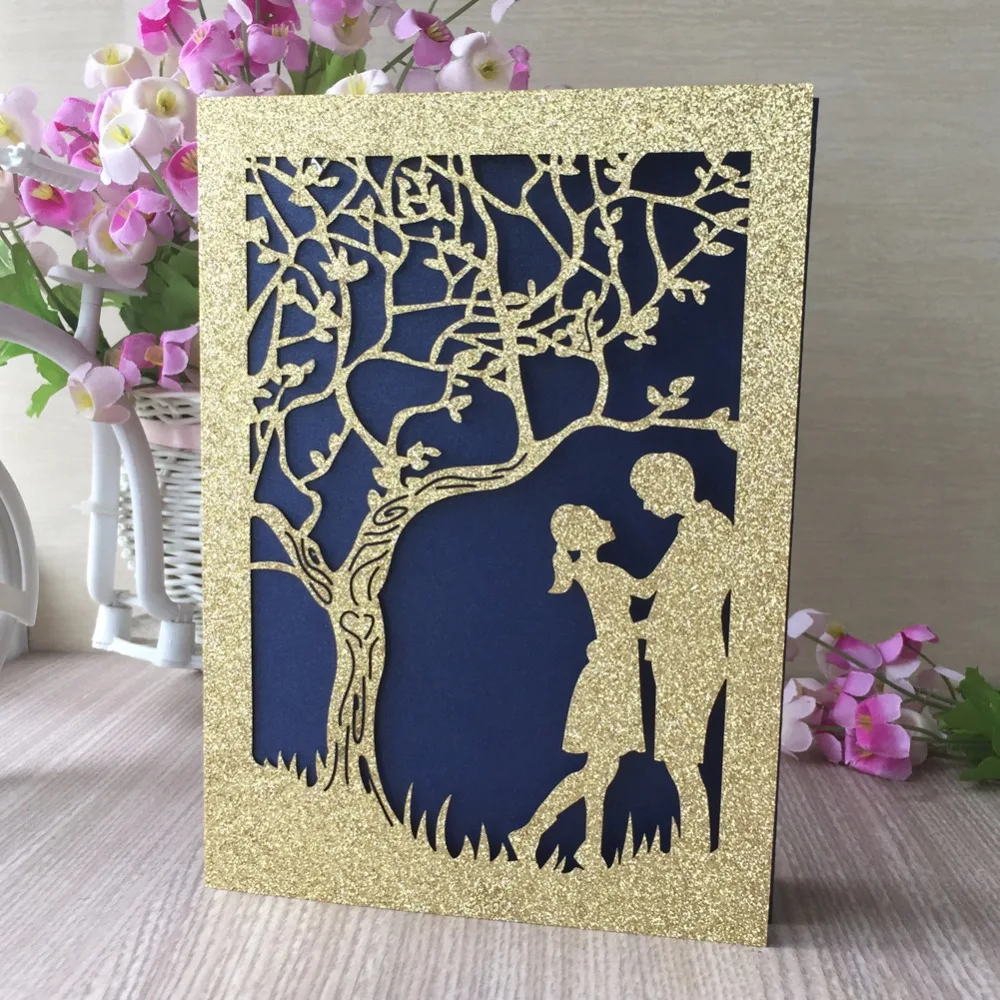 30pcslot laser cut romantic tree pattern wedding