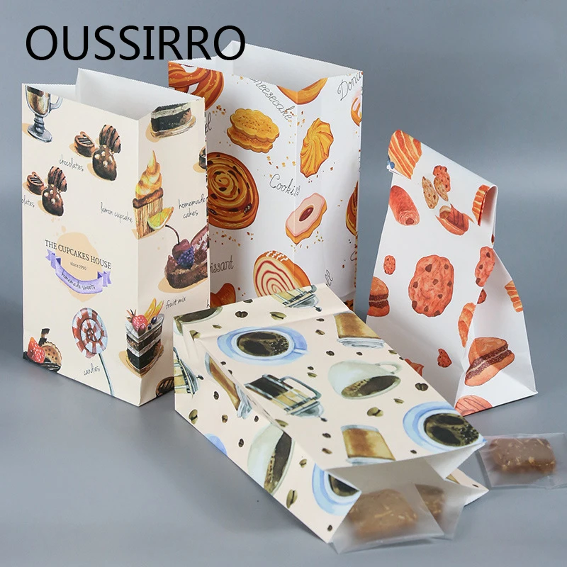 3PCS Kraft Paper Bag Baking Food Packaging Christmas Gift Advertising