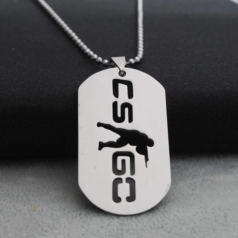 Fashion Men Stainless Steel Necklaces Counter Strike Dog Tag Pendant