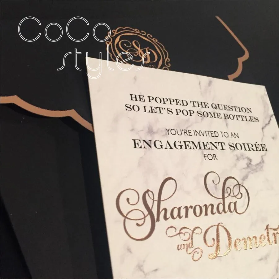  Cocostyles custom high end gold foil printing marble design invitation card with match envelope for - 32889941060