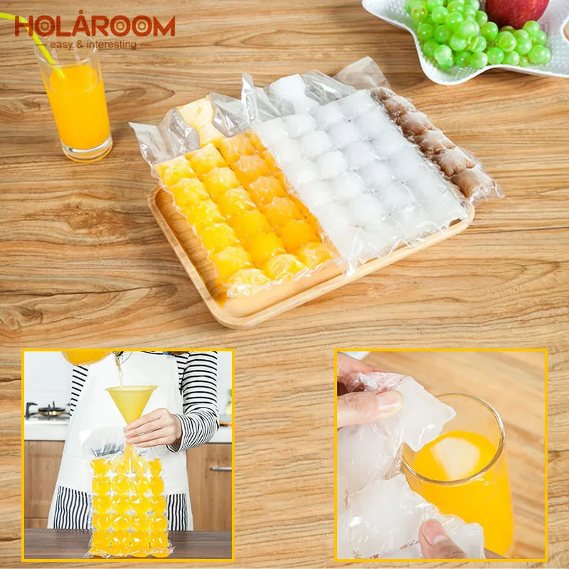 Holaroom Cubes Ice Maker Bag with Funnel Disposable Self Sealing Ice