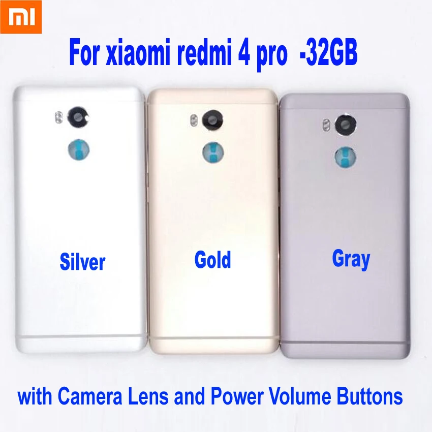 

100% Original NEW Xiaomi Redmi 4 Pro / Redmi4 Prime Rear Housing Door Battery Back Cover with Power Volume Buttons+Camera Lens