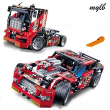 Mylb 608 pcs Caminhão de Corrida de Carro 2 Em 1 Modelo Building Block Define DIY Brinquedos Transformáveis Compatível Com Técnica