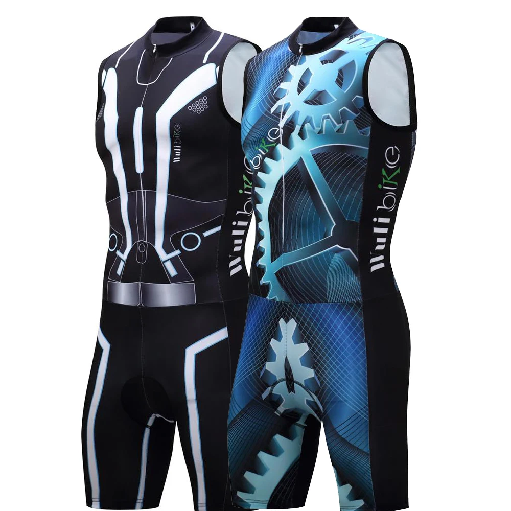 Men's Cycling Skinsuit Sleeveless Triathlon Trisuit 2017 3 Pocket