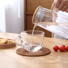 Стеклянная чашка, большой внутренний стакан для молока, для завтрака, овсяная чашка, большой объем для воды, стекло с ручкой, молочная пена, чашка для злаков