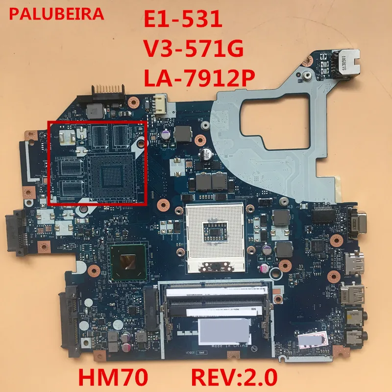 PALUBEIRA материнская плата для ноутбука ACER aspire E1-531 для Q5WV1 LA-7912P HM70 REV: 2,0 DDR3 полностью работает Протестировано