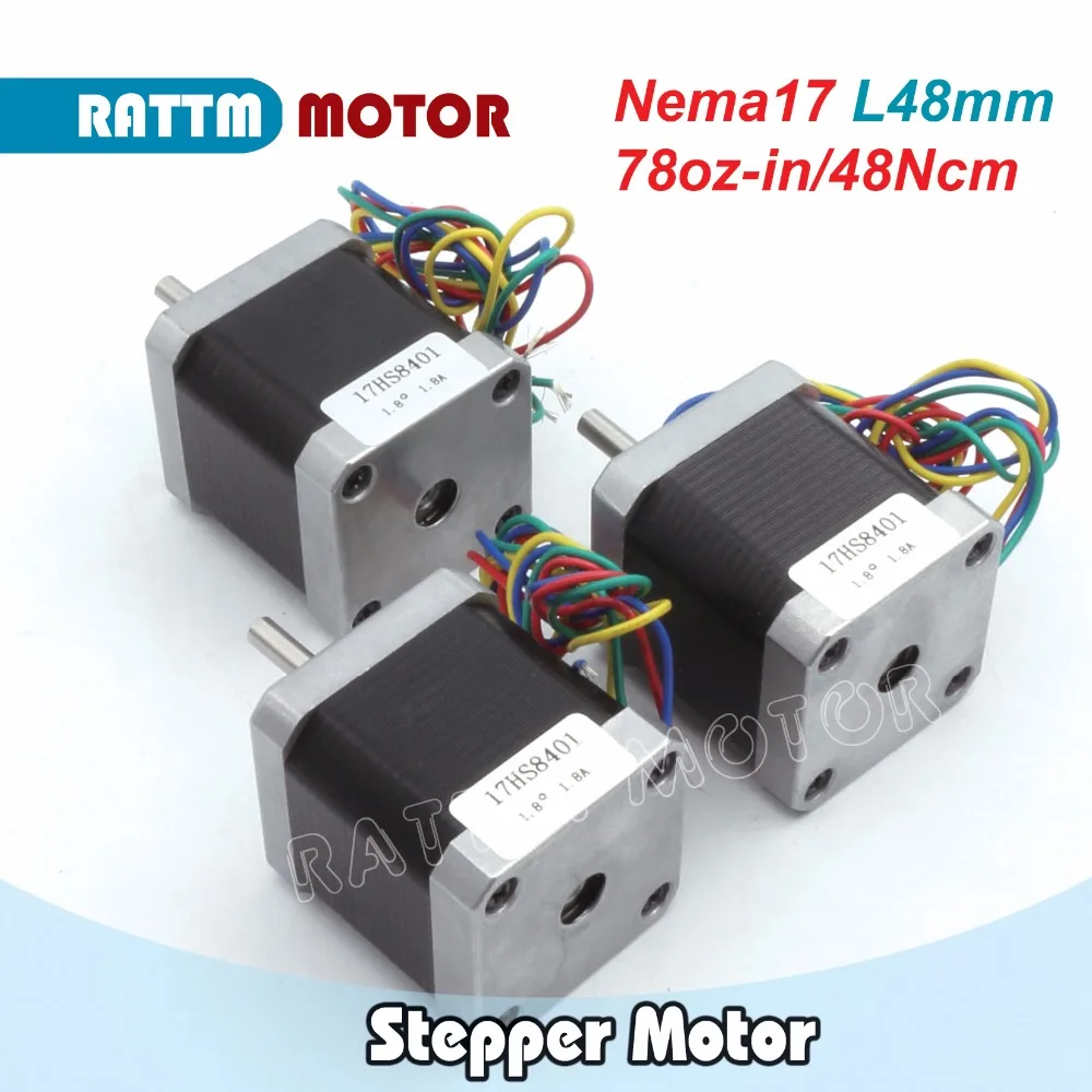 3 шт. Nema 17 набор шагового двигателя 48 мм/78 Oz in/1.8A для CNC 3D Makebot принтера/печати 17HS8401