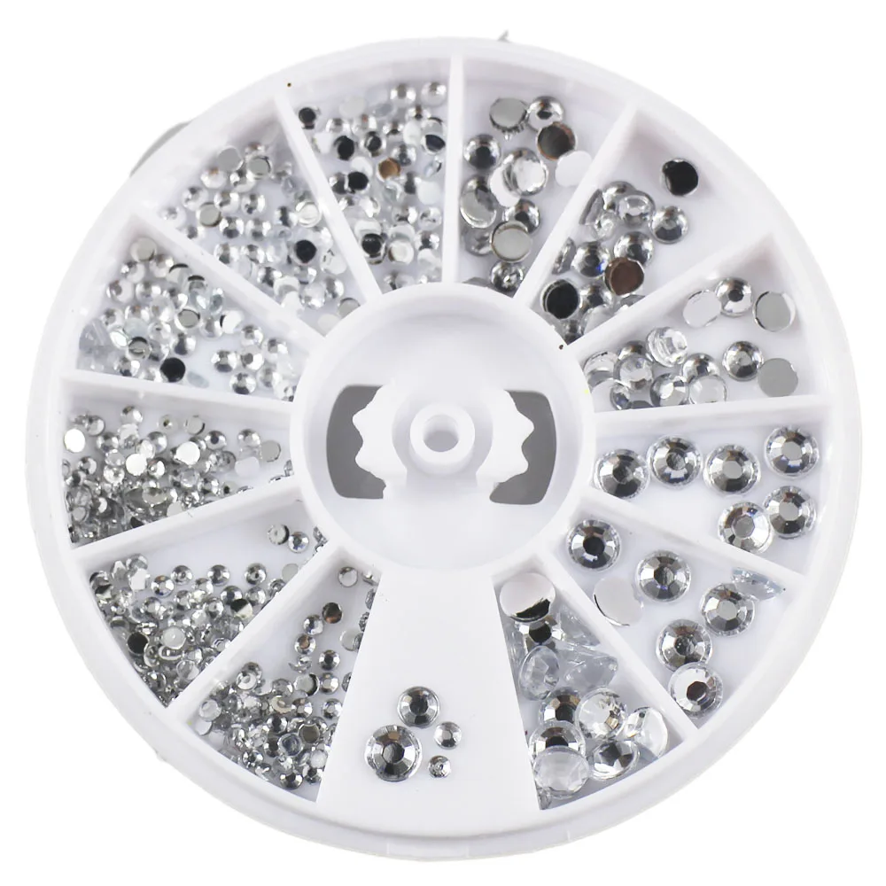 

1 Wheel 3d diamonds shapes 1.5mm/2mm/3mm/4mm Nail Art Decorations Thin Patch Stickers Nail Art Studs DIY Rhinestones Tools